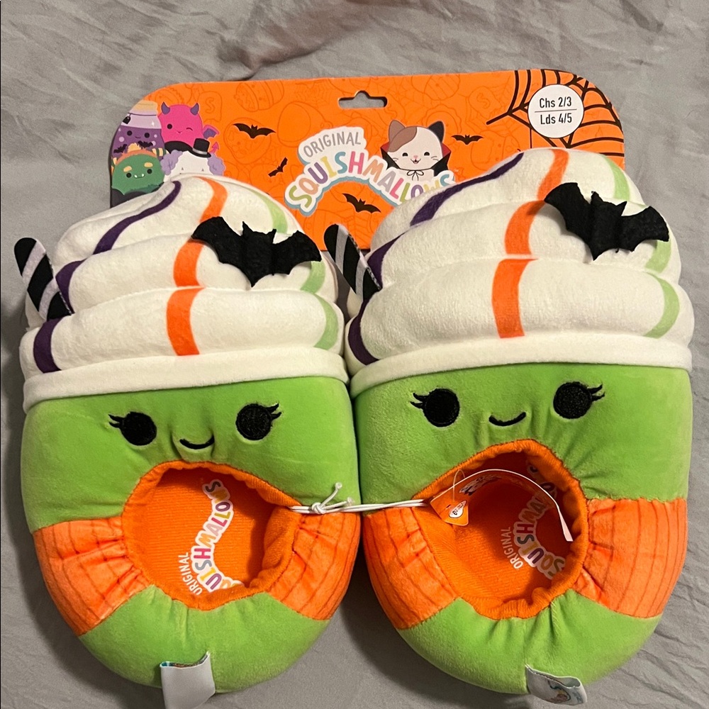Squishmallows Green and Orange Slippers